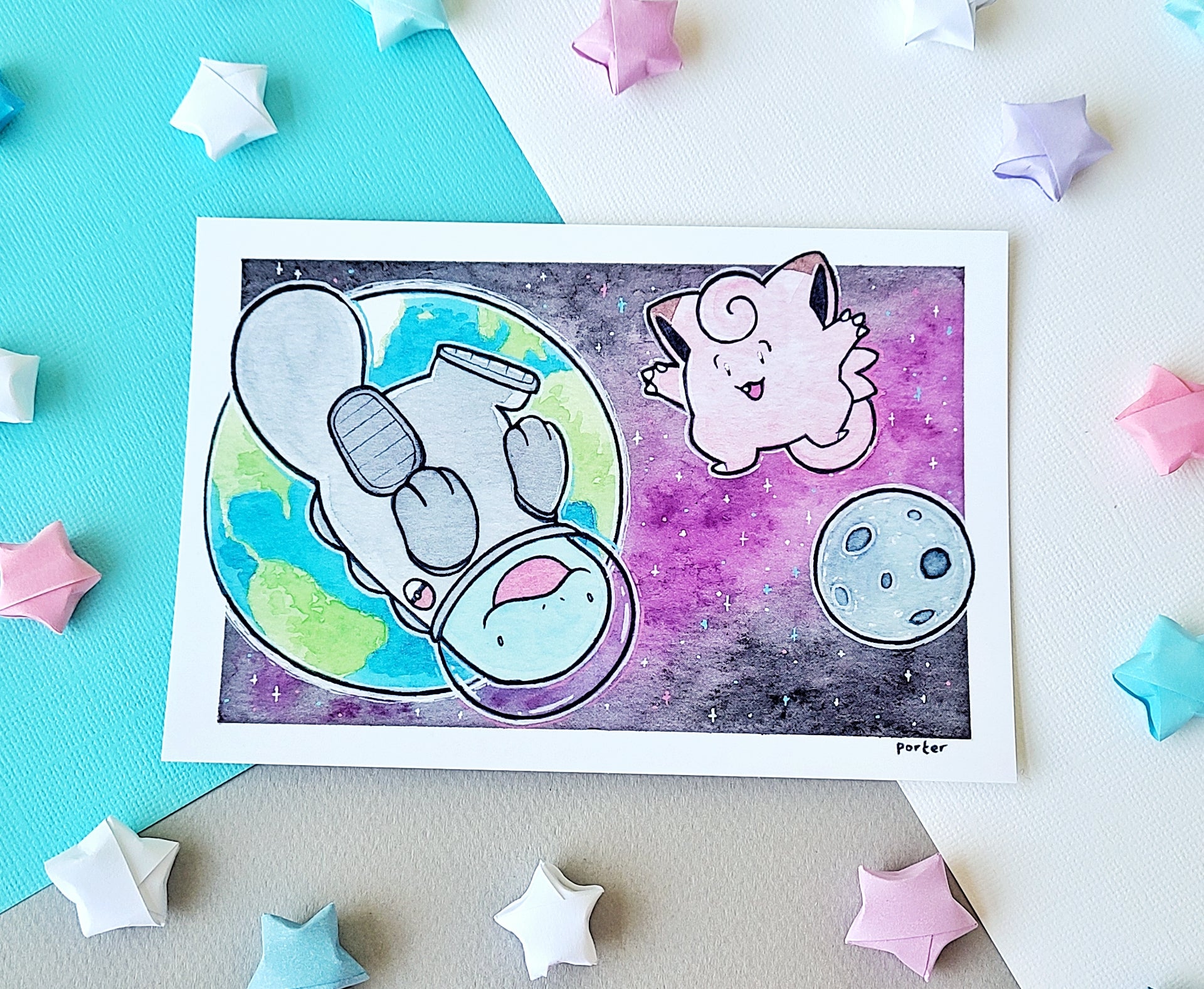 Space Friends Mini Print – porterillustration